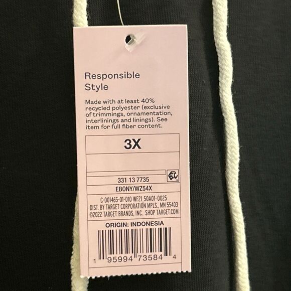 Wild Fable Women’s Black Cropped Hoodie Drawstring Raw Hem Pullover Size 3X NWT - Picture 4 of 16